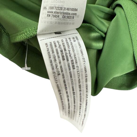 Abercrombie & Fitch Sz XXL Plunge Neck Midi Dress Green High Slit Wedding Guest - Picture 10 of 12
